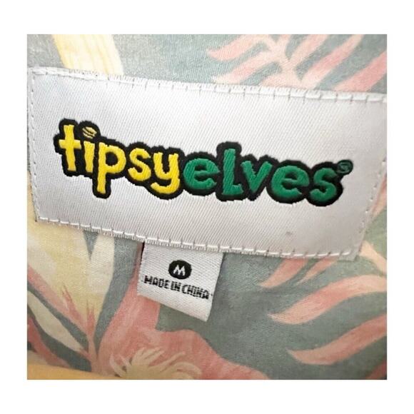 Tipsy Elves Men’s Birds In Paradise Collared Button Down Shirt Medium Preppy - Picture 8 of 11